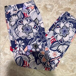 Express Blue and Pink Boot Cut Floral Pants